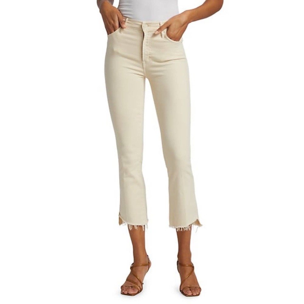 Mother The Insider Crop Step Fray in Chalk It Up Size 27